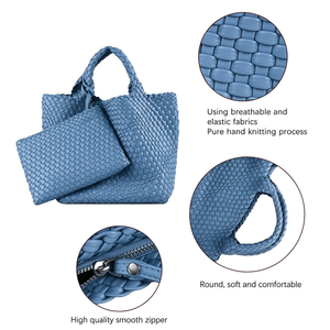 Woven Handwoven PU Leather Large Tote <b>Bag</b> for <b>Women</b> Clutch Water Resistant Vintage Style All Seasons Beach <b>Travel</b> Casual Purse - Product Image 3