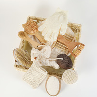 Coffret Cadeau Promotionnel de Spa et Beauté en Bois, comprenant une Brosse à Cheveux, une Pierre Ponce, un Éponge de Bain en Sisal et un Masseur