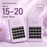 Cils en grappe autocollants à presser, boîte magnétique personnalisée, 100% faits à la main, imperméables, pré-collés, en fibres végétales, avec bande courbée