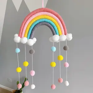 Rainbow Wall Decor for Bedroom Nursery Baby Kids Rooms Tapestry Wall Hanging Decoration Rainbow Macrame