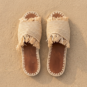Sandalias Unisex de Rafia Tejida a Rayas, con Decoración Bordada, Punta Abierta, Transpirables, para Todas las Temporadas, de Verano, para Exteriores, de Cuero Genuino - Product Image 2
