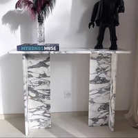 Table console en marbre Calacatta Viola de luxe, pierre naturelle, table d'entrée pour villa, hôtel, décoration intérieure
