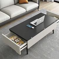 Table basse rectangulaire moderne multifonctionnelle relevable et pliable, table basse télescopique pour salon