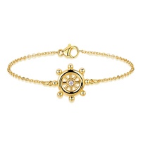 Gemnel Neuankömmling Silber Schmuck vergoldet Solitaire Cross Anker verstellbares Armband für Frauen