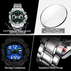 Montre sport pour homme POEDAGAR E103, double affichage analogique-numérique, quartz, étanche 3ATM, acier inoxydable - Product Image 6