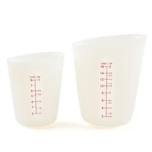 BPA miễn phí dễ dàng phát hành nướng dụng cụ nhà bếp cấp thực phẩm tốt Grip 2 cup & 1 cup Bóp & đổ Silicone đo cup Set