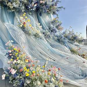 Toile de fond géante LANJO en organza avec motifs floraux 3D, écologique, taille personnalisable, pour décoration de mariage romantique et vitrine - Product Image 4