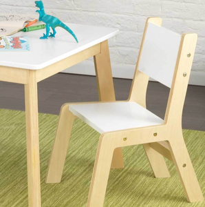 Juego de mesa moderna y 2 sillas - Blanco |   Elegante Juego de Muebles Minimalistas de 3 Piezas para Estudio o Sala de Estar con Acabado Blanco Liso - Product Image 3