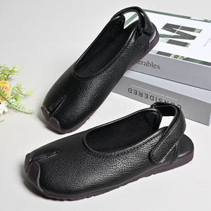 Sandales plates à plateforme pour femmes, 2 pièces, à bout fendu, fabriquées à la main, avec semelles souples, style confortable à bout rond - Product Image 2