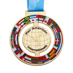 金属黄金运动马拉松奖牌定制纪念品空手道奖牌带丝带