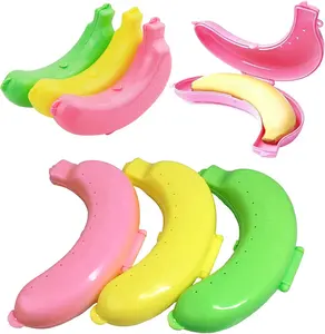 Suporte portátil para caixa de banana, protetor fofo para caixas de almoço, recipiente para frutas sem bpa para viagem ao ar livre