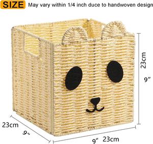 Panda Cube <strong>Dog</strong> Bins Stackable Children's <strong>Toy</strong> <strong>Hand</strong>-<strong>Woven</strong> Paper <strong>Rope</strong> Storage Baskets Foldable Storage With Built-in Handle - Product Image 4