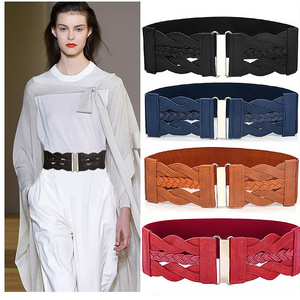 <span class=keywords><strong>Ceinture</strong></span> élastique sculptée pour <span class=keywords><strong>femme</strong></span> avec boucle en alliage, en polyester imprimé, tendance, passe-partout, rouge, 80-100 cm - Product Image 1