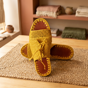Handmade Yellow Raffia Lace-Up <b>Slippers</b> Open Toe Breathable Genuine Leather Insole Summer <b>Outdoor</b> Women Girls - Product Image 3