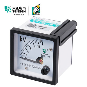 Voltmètre à aiguille Tengen 99T1-V 48x48mm AC 10kV 100V Monophasé Précision Classe 1.5 - Product Image 1