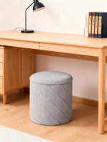 Pouf rond de rangement en tissu peluche moderne avec couvercle amovible Pouf multifonctionnel pour le salon, la chambre et l'entrée