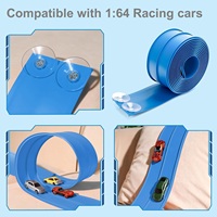 Jouets de piste de course en PVC flexible, piste de course flexible de 15 pieds avec voitures en plastique, ventouses, se roule en boule, piste de course portable à monter soi-même