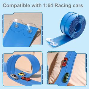 Pista da Corsa Flessibile in PVC 15 Piedi con Auto in Plastica e Ventose, Arrotolabile e Portatile, Pista Fai-da-Te - Product Image 4