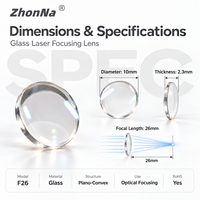 Lentille optique laser en verre ZhonNa 10 mm pour alignement de roues, focalisation 26 mm, lentille optique plano-convexe 2,3 mm, pièces et outils pour équipement laser
