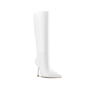 WETKISS OEM <span class=keywords><strong>Bottes</strong></span> longues à talons hauts pour femmes, <span class=keywords><strong>bottes</strong></span> en PU blanc pur, <span class=keywords><strong>bottes</strong></span> mi-cuisses sexy à bout pointu, <span class=keywords><strong>bottes</strong></span> à talons aiguilles pour la vente en gros - Product Image 1