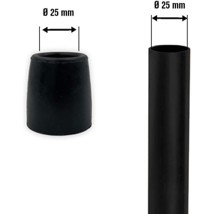 Puntali per deambulatore 25 mm (x4 pezzi), puntali in gomma nera per deambulatori KMINA K10046 - Product Image 2