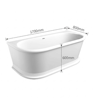 Baignoire rectangulaire autoportante de style américain, mince et tridimensionnelle, pour salle de bain, hôtel, usage domestique, petite taille, transfrontalière