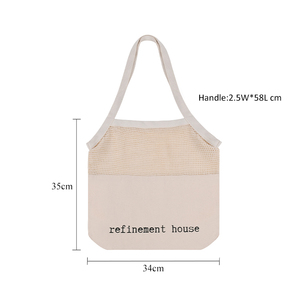 Sac fourre-tout en toile de coton personnalisé avec logo imprimé sur mesure, sac fourre-tout en maille pour le shopping - Product Image 4