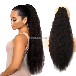 Fluffy dày dài lượn sóng xoăn đuôi ngựa 24 inch Ngô sóng tổng hợp sợi tóc mở rộng Claw Clip đuôi ngựa cho phụ nữ cô gái - Product Image 3