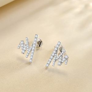 Pendientes de Botón de Plata de Ley 925 con Circonita, Estilo Moderno y Elegante, Chapados en Rodio, para Regalo de Boda, Compromiso o Fiesta - Product Image 2