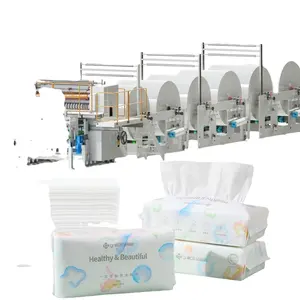 Automatic Facial Tissue Paper Making Production Line Unwind Stand Folder System Transfer Log Saw Plastic Bag Packing Machine