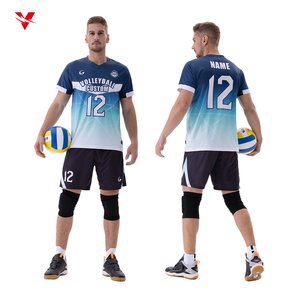 Seragam Voli Pria Cetak Transfer Panas Lengan Pendek Cepat Kering 100% Poliester Jersey Voli Pantai Latihan Musim Panas Wv98 - Product Image 1