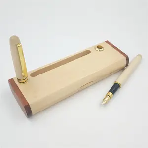 Coffrets cadeaux promotionnels pour stylos à encre, ensemble de stylos fontaine en bois avec logo personnalisé, coffret cadeau