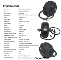 Moteur de moyeu de roue de vélo électrique QS205 50H V3 V4 72V5000W 3.5T 150mm Dropout avec frein à disque, compatible 17'' 18'' 19'' 21'', pour 100A/150A/200A