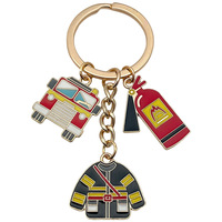 Porte-clés de pompier de 3 cm de large, porte-clés en métal émaillé avec charme casque de camion de pompiers, souvenir du service d'incendie, 3 styles, vente en gros