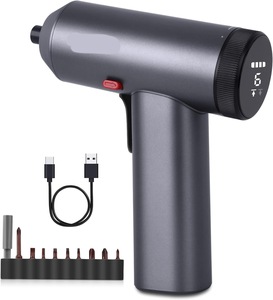 Ensemble de tournevis puissant 3,7 V, petit et robuste, avec couple réglable, tournevis électrique portable avec 6 embouts - Product Image 1