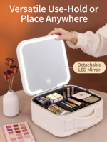 Trousse de maquillage éclairée par LED avec miroir |   Organisateur de cosmétiques de voyage hydrofuge |   Sac de toilette personnalisé avec logo pour les commandes en gros B2B