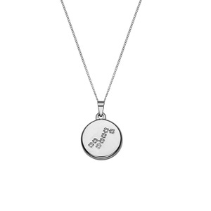 Nuevo Collar con Colgante de Disco Redondo en Blanco, Colgante con Joyas, Acero Inoxidable, Collar Sencillo con Signos del Zodíaco - Product Image 2
