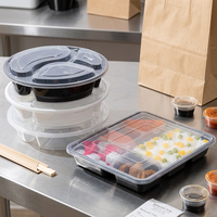 Boîte alimentaire rectangulaire jetable multi-tailles en plastique avec couvercles réutilisables