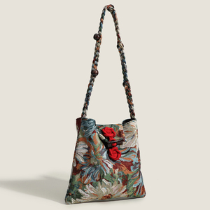 Sac fourre-tout en toile brodée de fleurs Tera Tapestry, vintage, rouge et vert, style Mary <span class=keywords><strong>Poppins</strong></span>, mode féminine toutes saisons - Product Image 2