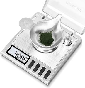 50g/0.001g Échelle de milligramme numérique Bijoux et échelle de gemme Échelle de mg pour le <span class=keywords><strong>rechargement</strong></span> de médicaments en <span class=keywords><strong>poudre</strong></span> Comprend une casserole de <span class=keywords><strong>poudre</strong></span> Scoop - Product Image 4