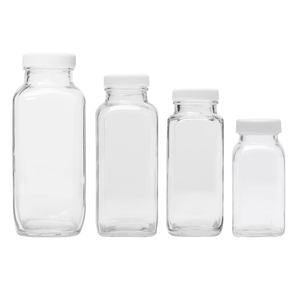 Petite bouteille en verre Shote carrée de 2oz Bouteilles de jus de gingembre réutilisables avec bouchons en plastique - Product Image 6