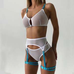 Lencería Erótica Transparente Ultrafina de Malla al por Mayor, Conjunto de Ropa Interior Sexy de <span class=keywords><strong>3</strong></span> Piezas para Mujer - Product Image 1