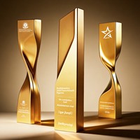 Trophée en résine de style créatif 2026, sur mesure, haut de gamme, pour récompenses d'entreprise, récompenses pour employés exceptionnels, avec étiquette en cristal