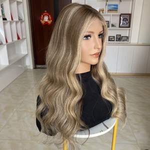 Pelucas Balayage en Oferta WCT5 #   Pelucas Judías Kosher de Cabello Humano Virgen con Nudos Pequeños Decolorados para Chicas Blancas - Product Image 3