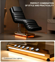 Table de massage électrique en cuir noir pour salon de beauté, lit de soin incurvé pour le visage et les cils, base de lit de beauté électrique