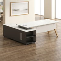 Poste de travail de direction en L, élégant et haut de gamme, en bois, pour bureau d'entreprise et immeuble commercial
