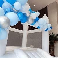 Castillo Hinchable Blanco con Tobogán de Uso Comercial para Bodas y Fiestas con Piscina de Pelotas y Tobogán