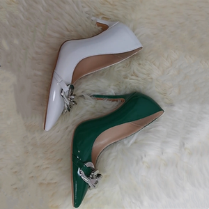 Concise Fashion Women <b>Pumps</b> Sexy Metal Chain Pointed Toe on Thin High Heel Women Dress Shoes Plus Size 45 - Product Image 4