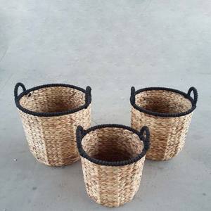 ชุดกล่องเก็บของขนาดใหญ่พร้อมที่วางของในตำนานตะกร้าหวายผักตบชวา2ใบมีด้ามจับทำจากไม้ - Product Image 2