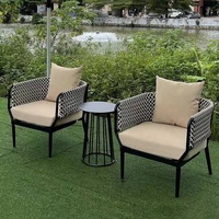 Meubles de table et de chaise de salle à manger extérieure en osier d'aluminium de restaurant de plage de cour de loisirs simples